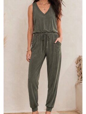 LOU & GREY olive modal blend tank jumpsuit size S